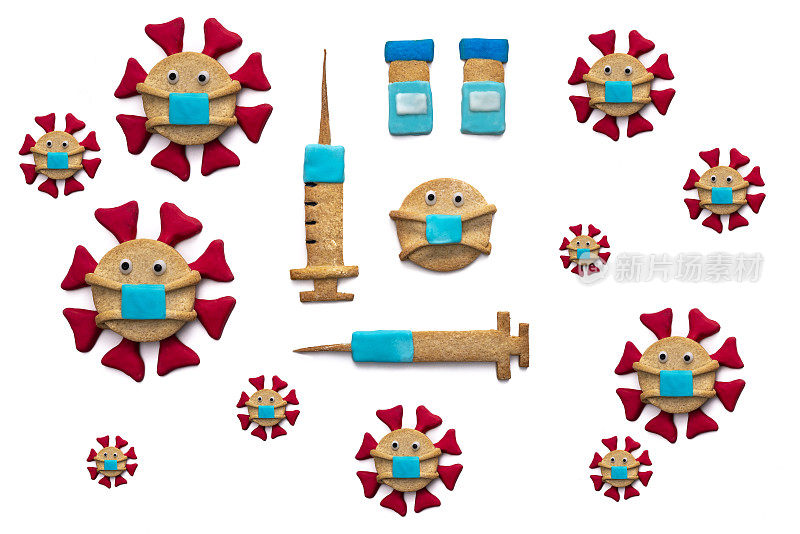 新型冠状病毒疫苗概念饼干