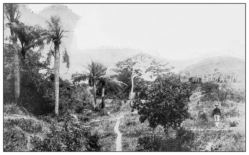 古董黑白照片:波多黎各最后一场战役的场景