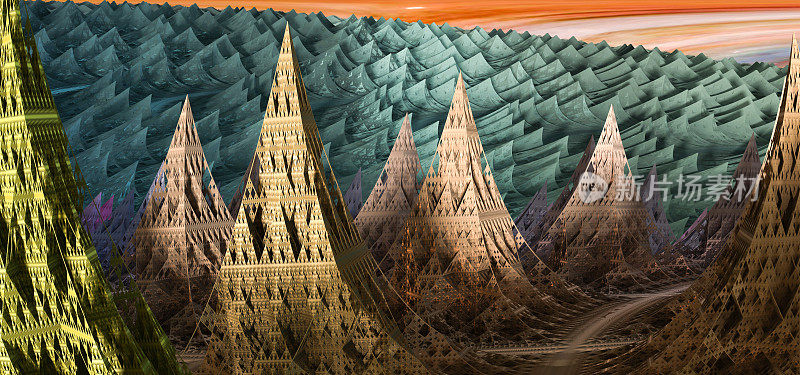 一个美丽的无限数学曼德尔布罗特集分形多高塔的三维插图