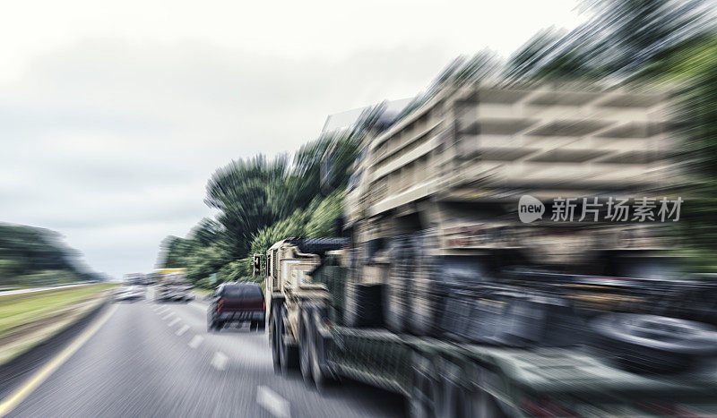 径向模糊美国军用半卡车平板拖车自卸车