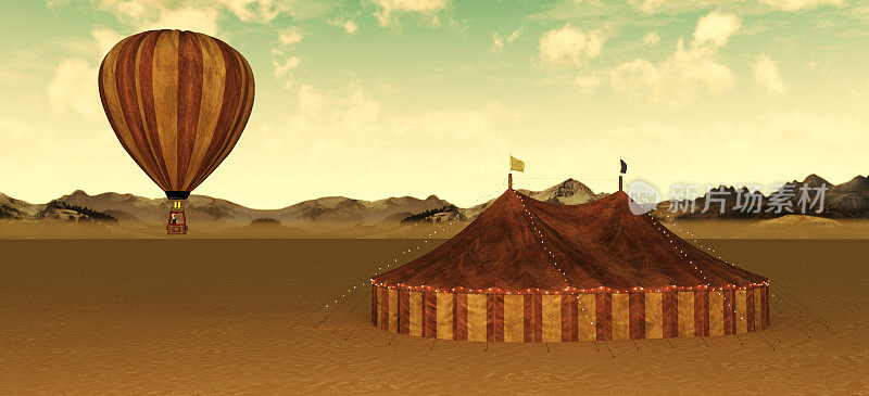 马戏团嘉年华的帐篷和气球