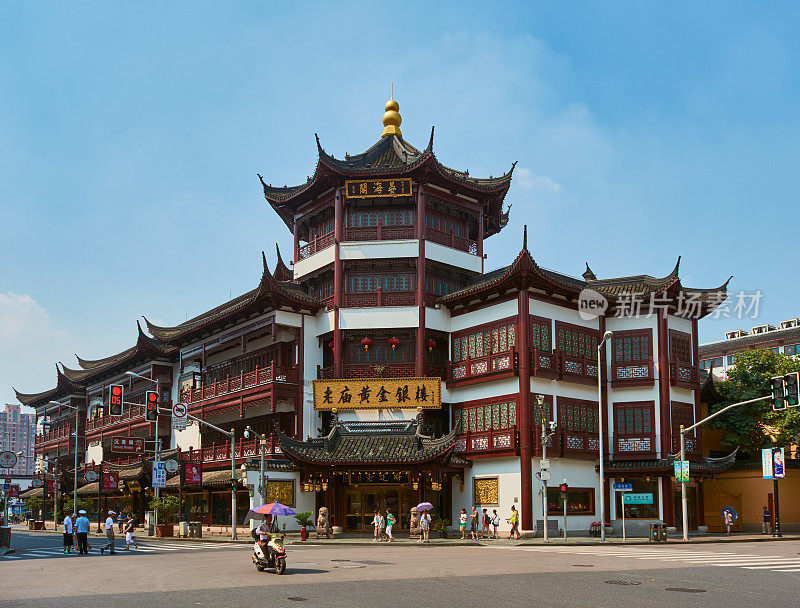 中国上海老城区神庙商业区