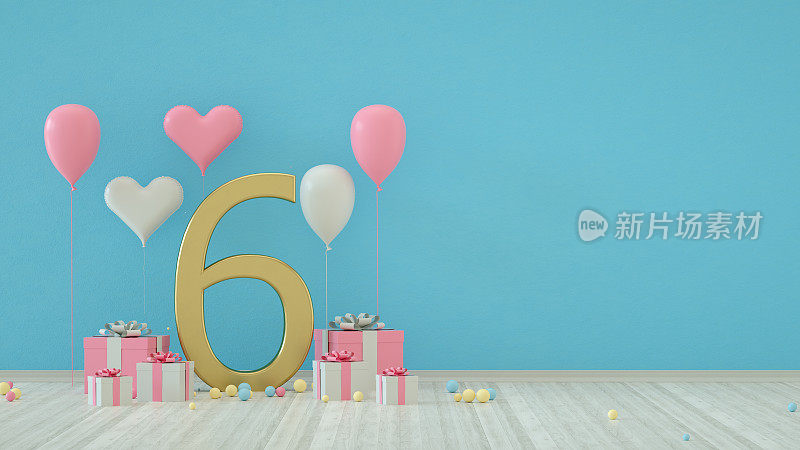 派对概念，庆祝，生日，气球，礼品盒