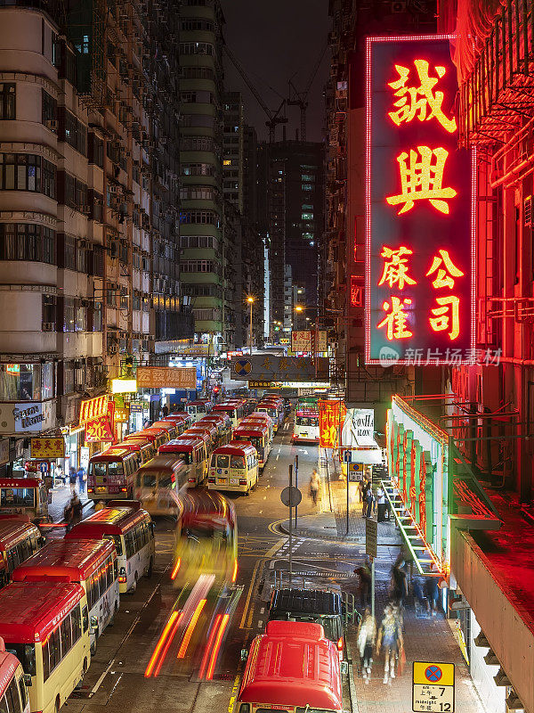 中国香港旺角区。九龙半岛的旺角是香港最繁忙和拥挤的地区