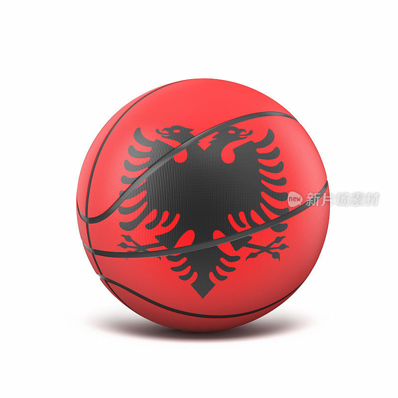 阿尔巴尼亚国旗篮球，物体+阴影剪辑路径