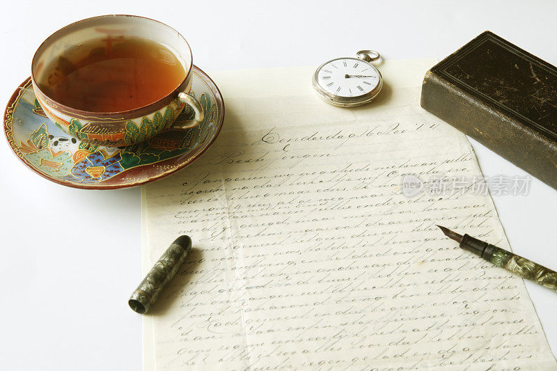 老式手写信件和钢笔XXXL