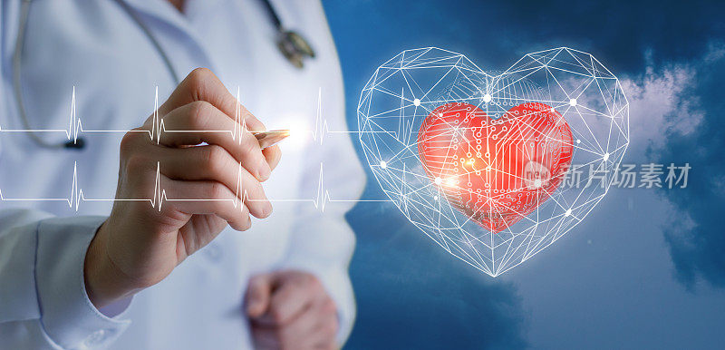 现代心脏诊断技术的概念。