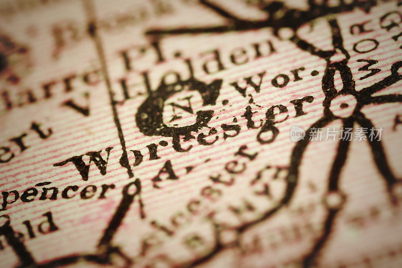 伍斯特，马萨诸塞州的古董地图