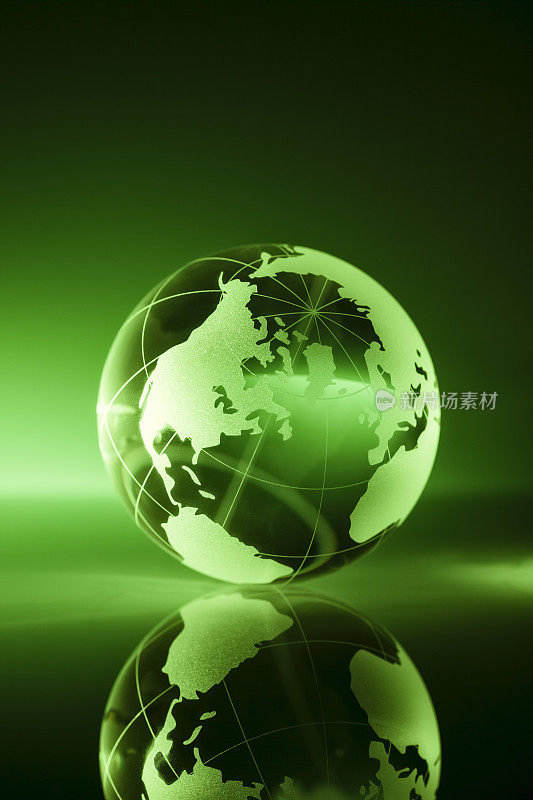 玻璃世界全球-绿色地球背景全球