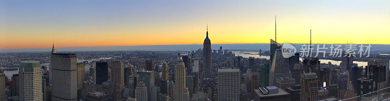 纽约-航空全景曼哈顿日落