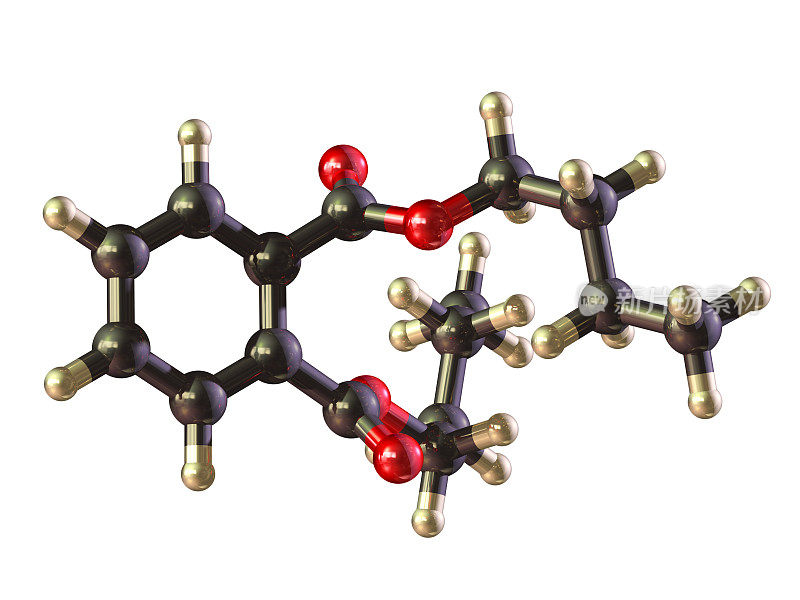 邻苯二甲酸二丁酯分子模型的特写
