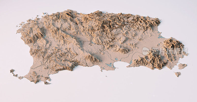 撒丁岛地形图3D视图中立隔离