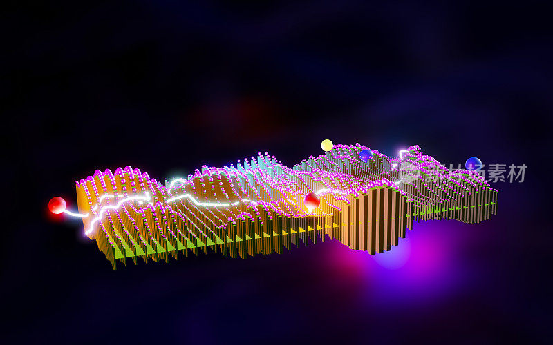 彩色3D数据图表与闪电发射电子
