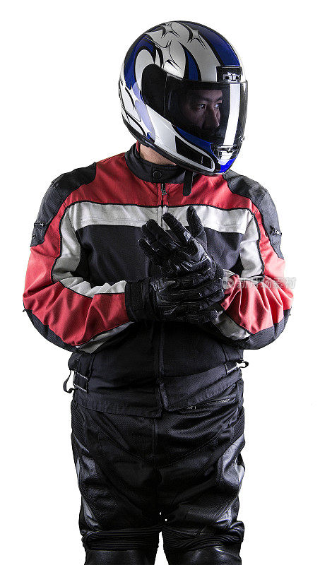 赛车手或摩托车手的白色背景
