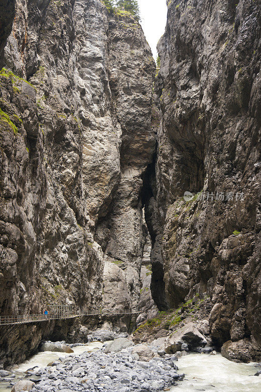 在瑞士阿尔卑斯山的格林德沃冰川峡谷