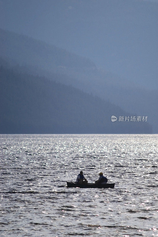 Canoers日落时