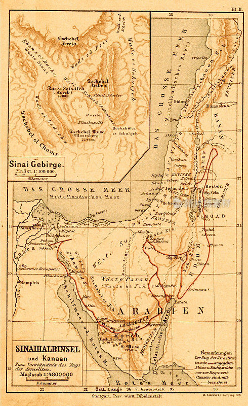 1895年德国圣经中的西奈地图