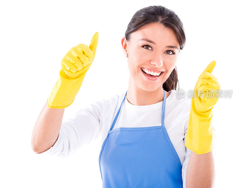快乐的清洁女工