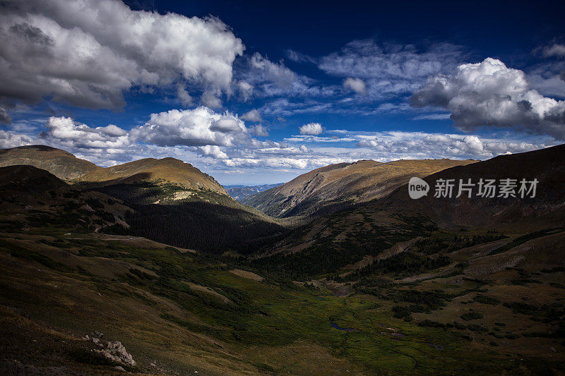 阴影移动到落基山山谷