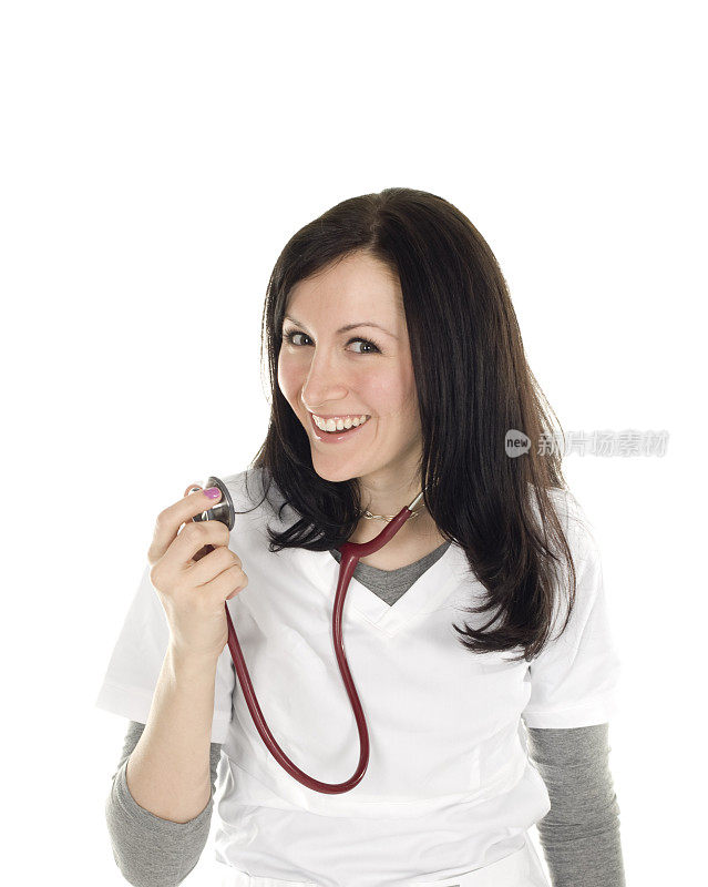 护士带着听诊器微笑