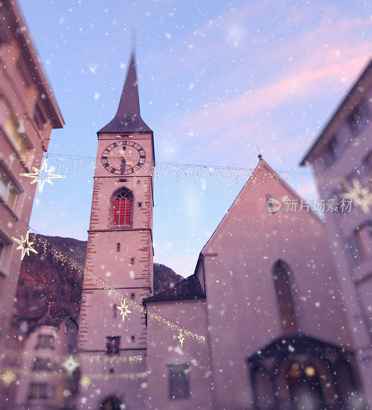 瑞士Chur圣诞市场下雪