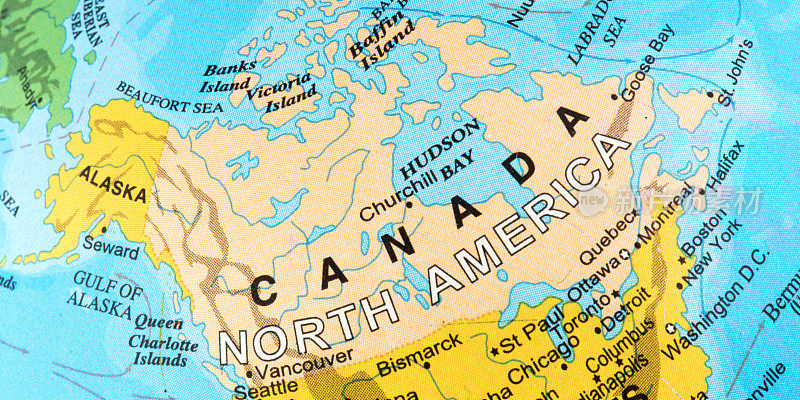 这是北美的加拿大地图