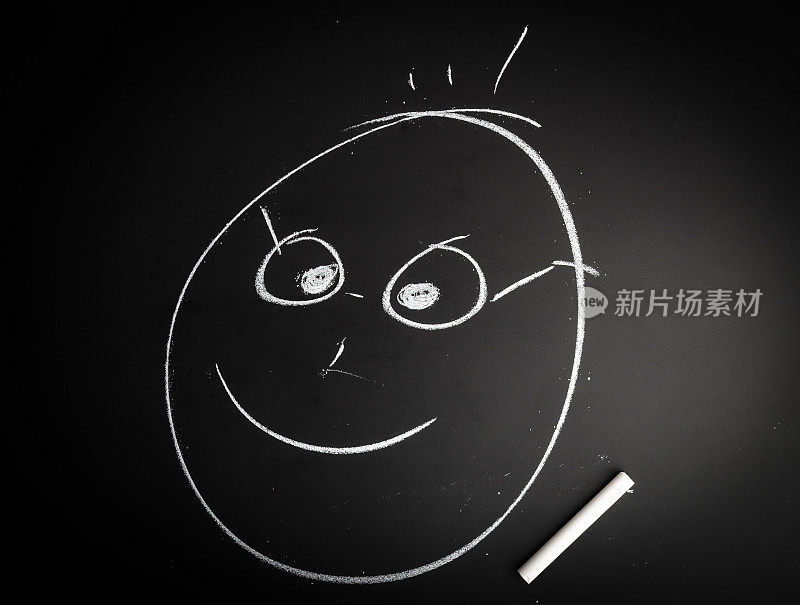 戴眼镜的Smiley在黑板上