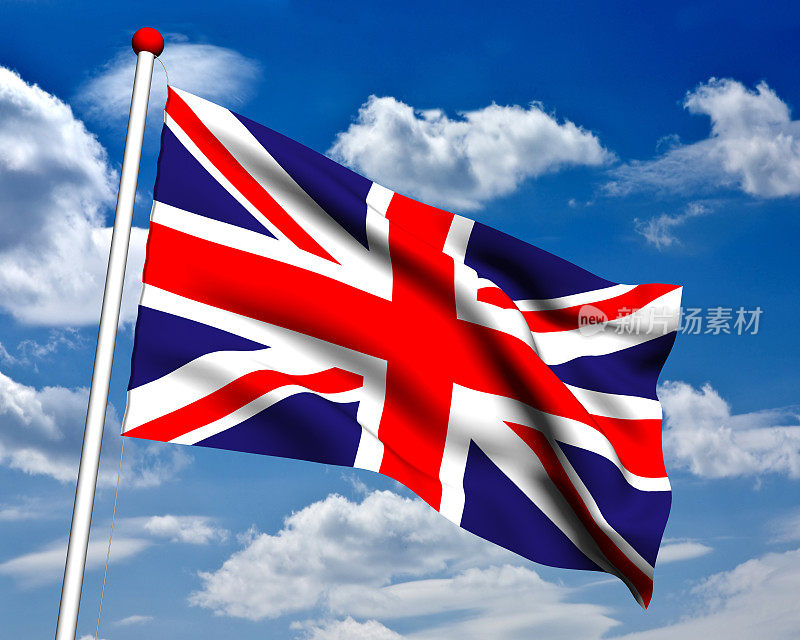 带有裁剪路径的3D英国国旗