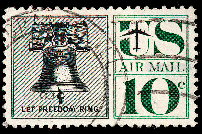 美国航空邮票，自由钟，让自由响