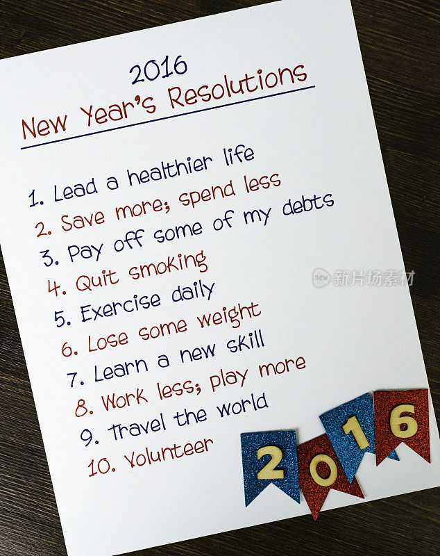 2016年的新年决心清单
