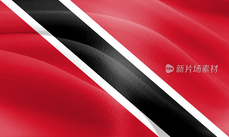 特立尼达和多巴哥的旗帜与布料纹理和微妙的突出
