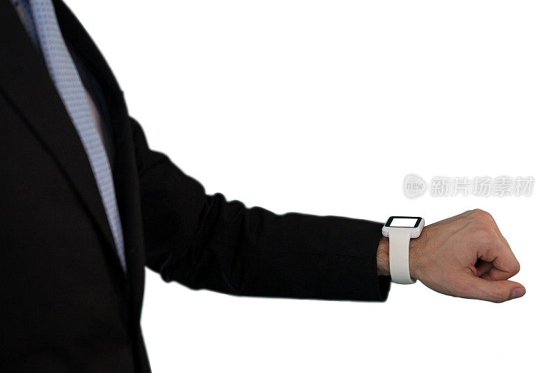 商人戴智能手表的侧视图
