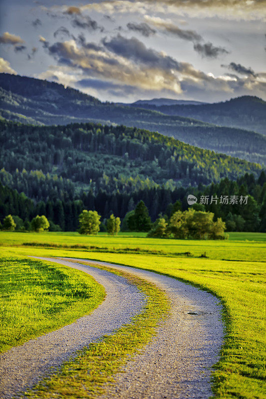 带绿色草甸的高山景观(HDRi)