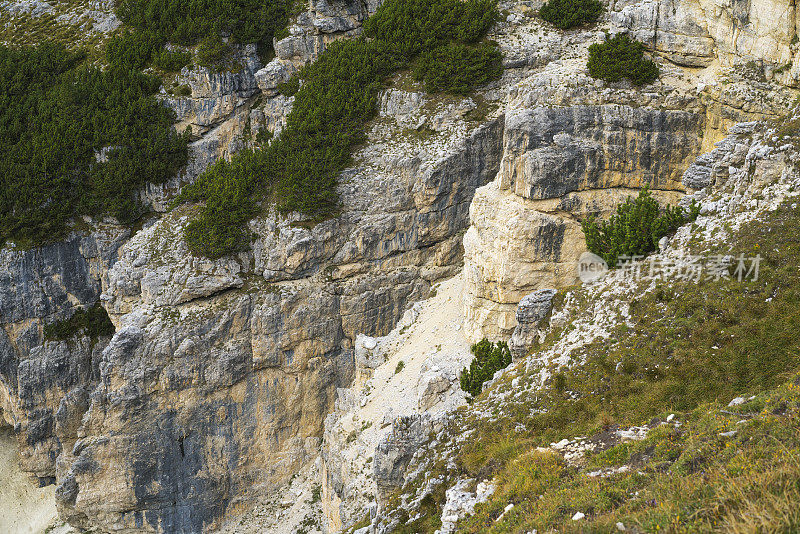 意大利第一次世界大战的发生地Dolomites的Piana山上陡峭的岩石