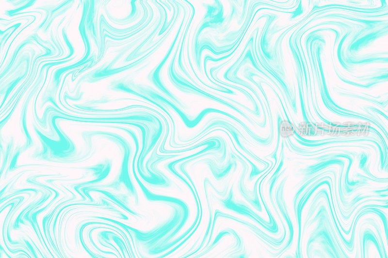 青色白色大理石波浪海水抽象蜡笔薄荷绿色蓝色背景漩涡图案渐变大理石Ebru纹理