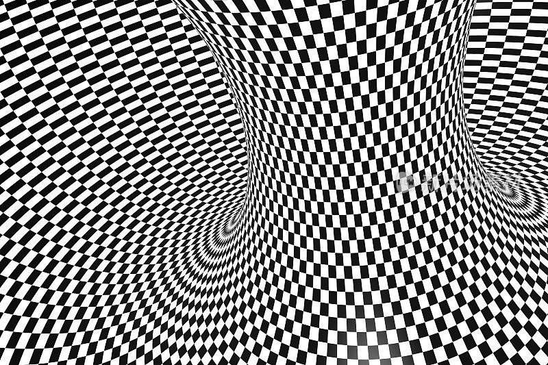 3D抽象迷幻方格图案光学错觉背景