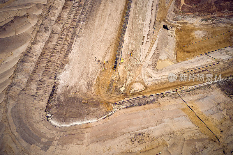 大型露天煤矿的无人机鸟瞰图