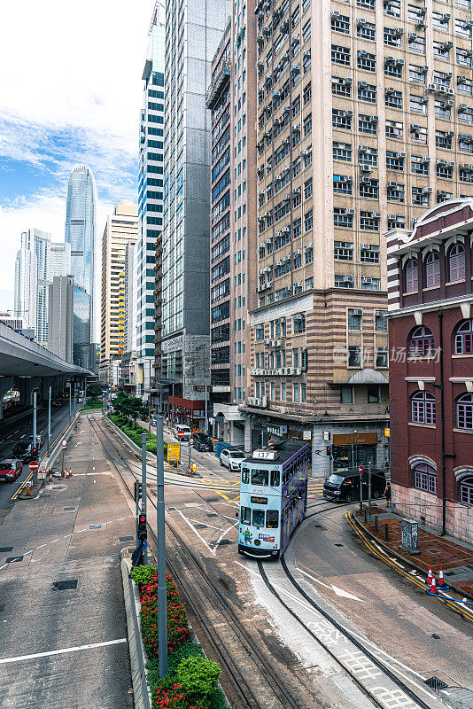 中环缆车道上的香港街景