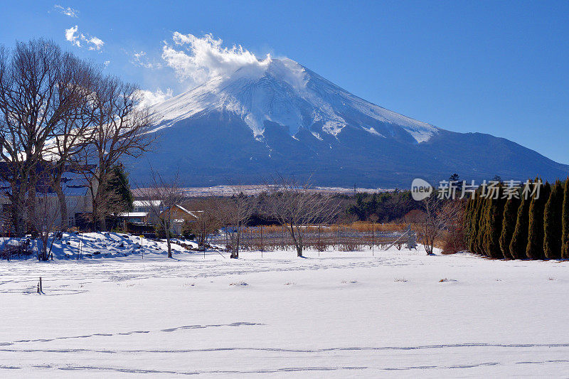 冰雪覆盖富士山