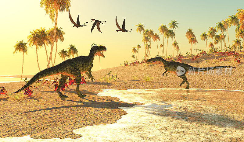 Monolophosaurus恐龙捕食