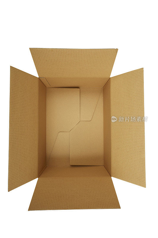 白色背景上的棕色空白纸盒。