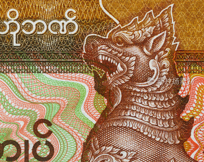 缅甸纸币上的雕像图案设计