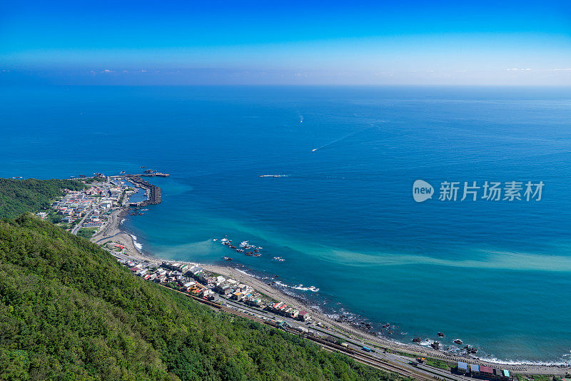 台湾宜兰沿海地区的航拍视图。