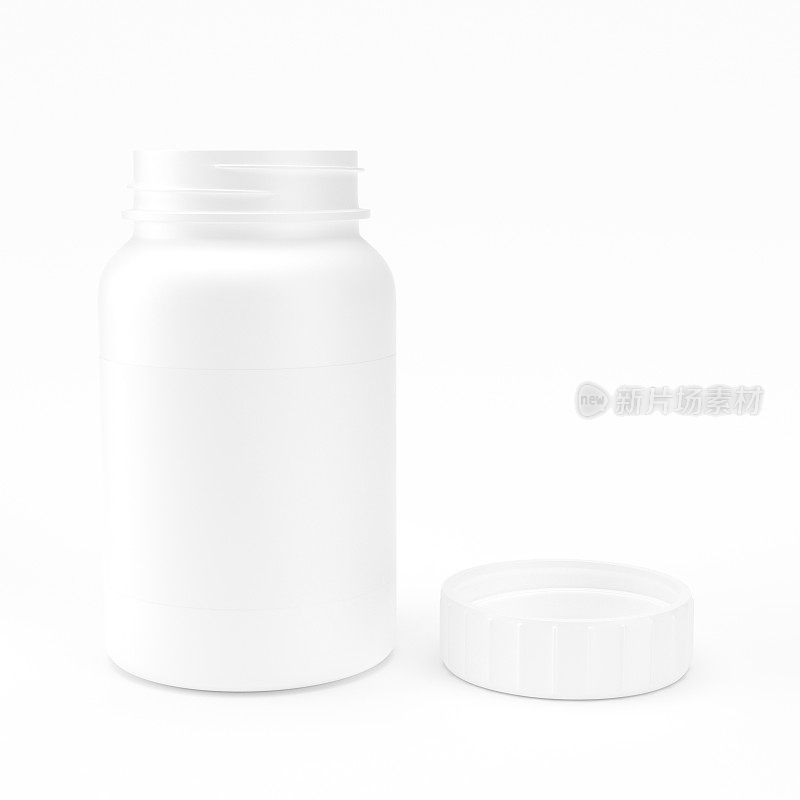 白色背景的补充药片瓶