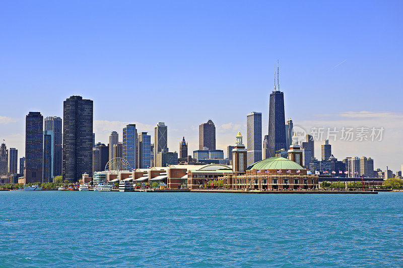芝加哥市景和海军码头公园