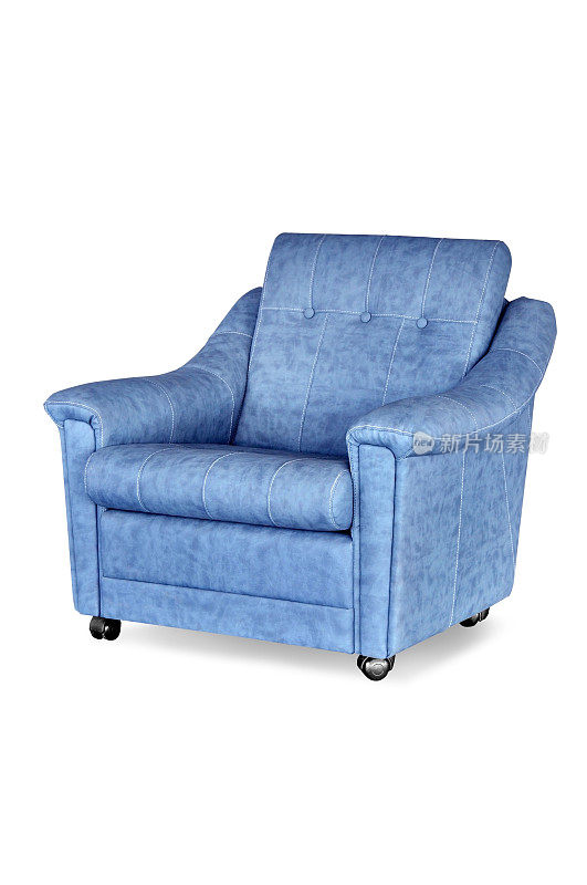 蓝色的皮革扶手椅