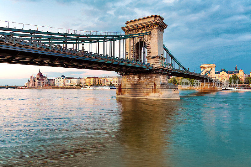 布达佩斯的铁链桥和议会