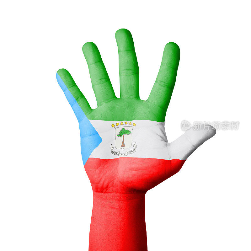 张开手，绘赤道几内亚国旗