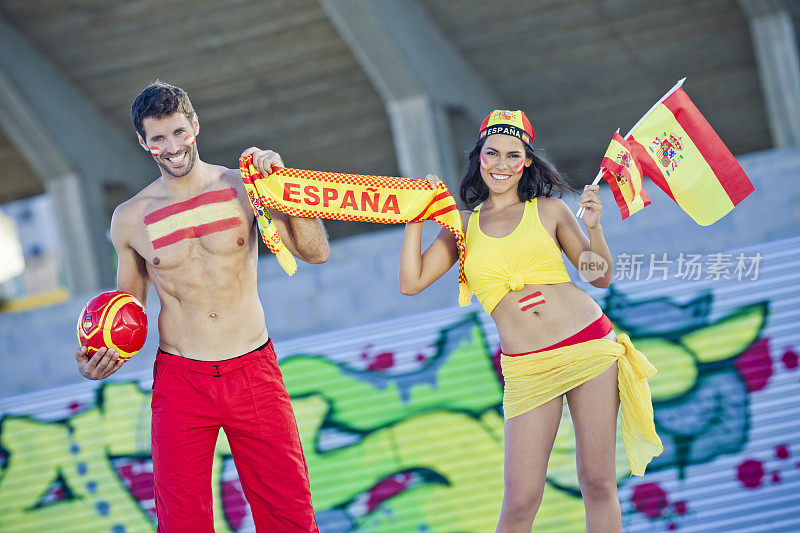 西班牙球迷的旗帜和丝带