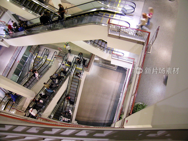 购物中心的自动扶梯